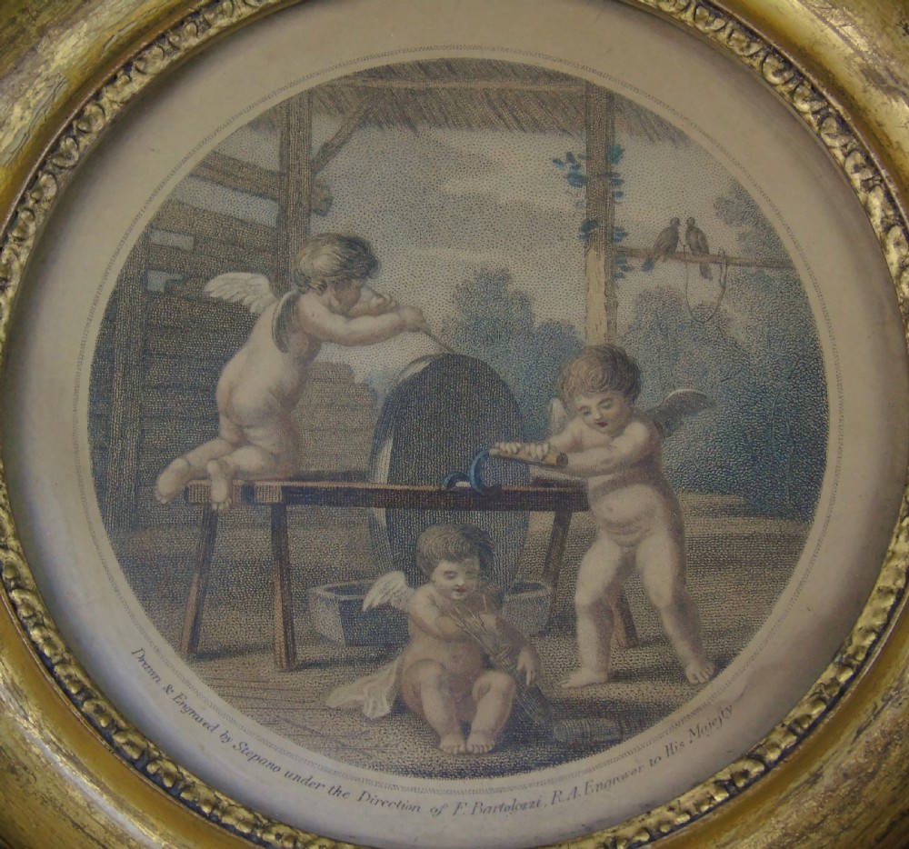 Antique Pair of Hand Coloured Engravings Bartolozzi View VI