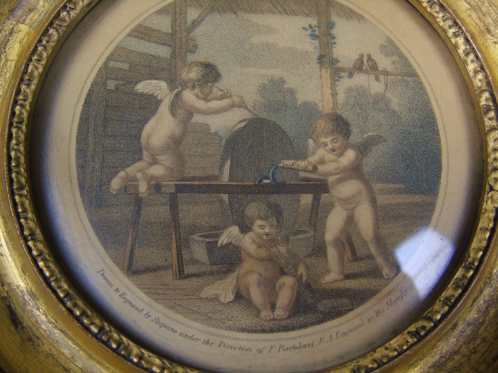 Antique Pair of Hand Coloured Engravings Bartolozzi View VII