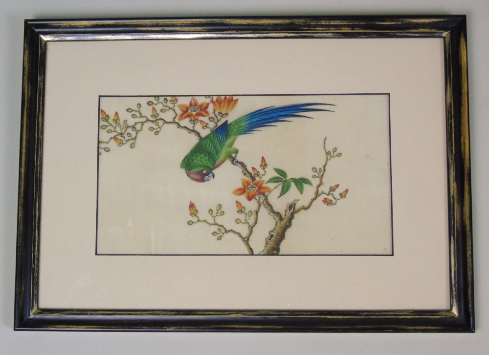 Antique Chinese Pith Painting Birds Set of Three View III