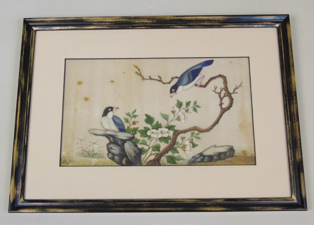 Antique Chinese Pith Painting Birds Set of Three View IV