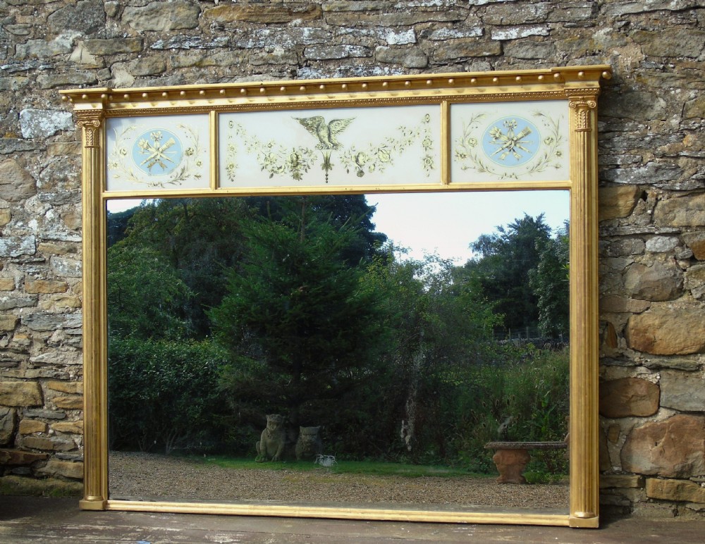 Fabulous Large Regency Overmantel Mirror Verre Eglomise View II