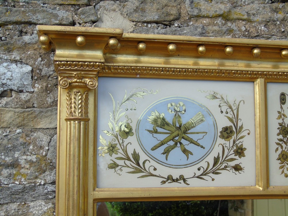 Fabulous Large Regency Overmantel Mirror Verre Eglomise View V