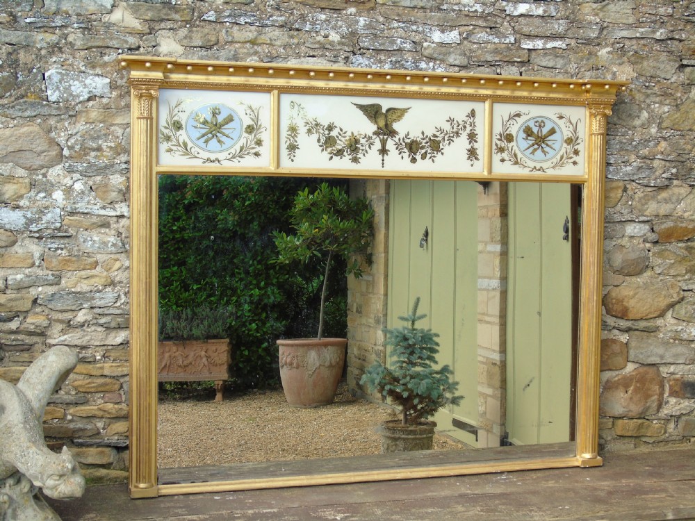 Fabulous Large Regency Overmantel Mirror Verre Eglomise View VI