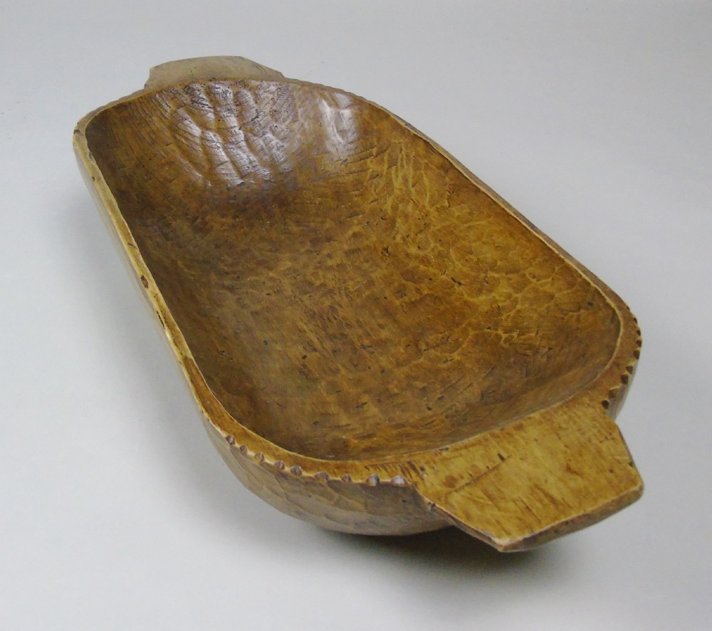 Antique Fruitwood Hand Adzed Long Bowl View III