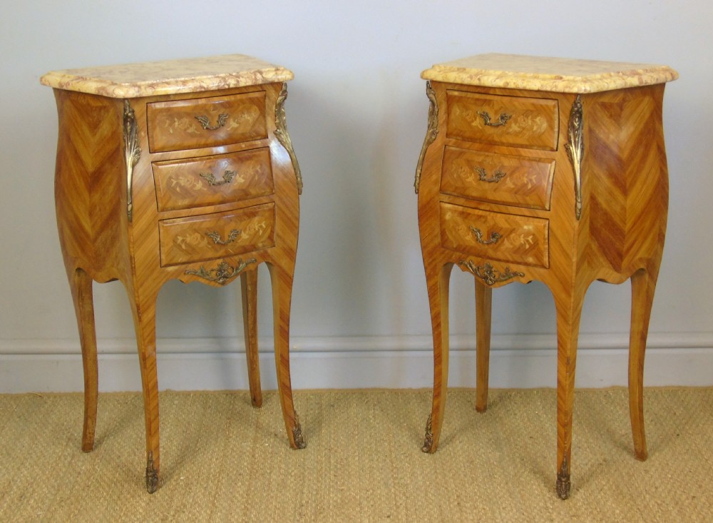 Good Pair Of French Inlaid Bedside Cabinets With Ormolu Mounts View II