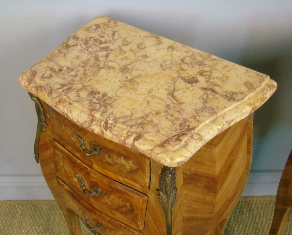 Good Pair Of French Inlaid Bedside Cabinets With Ormolu Mounts View VI