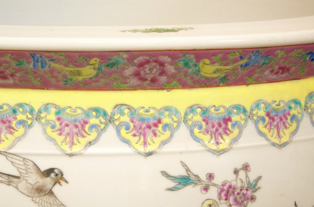 Very Large Antique Chinese Jardiniere Famille Rose View V