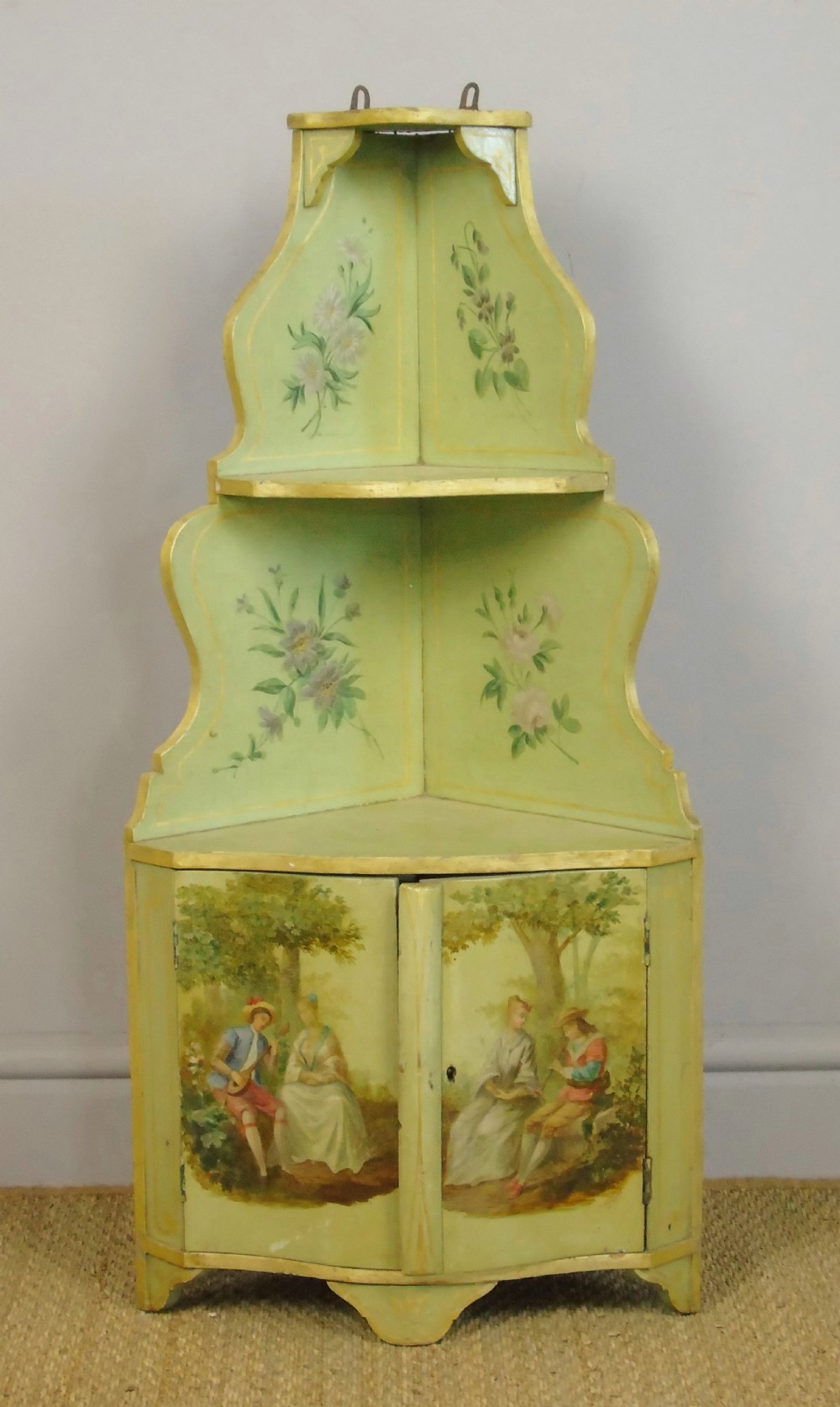 Pretty Early 20th Century Hand Painted Wall Corner Cupboard