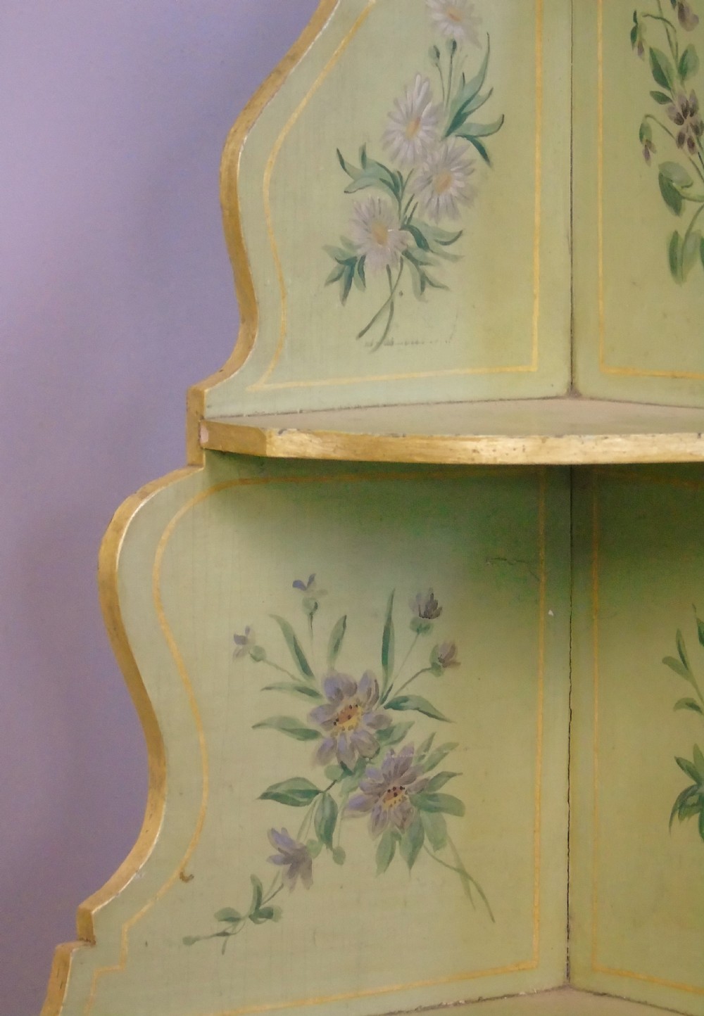 Pretty Early 20th Century Hand Painted Wall Corner Cupboard View VI