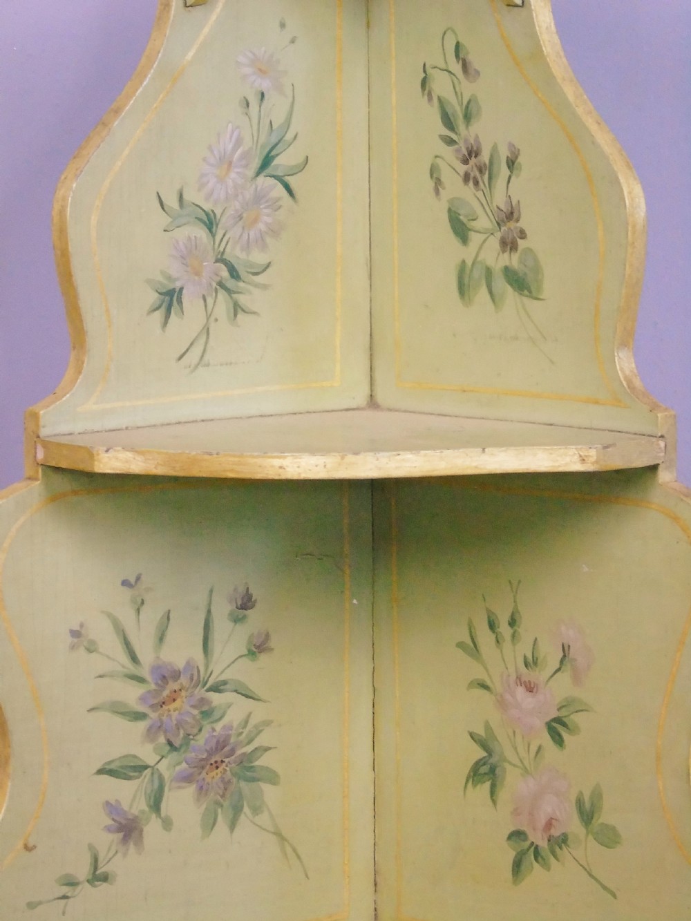 Pretty Early 20th Century Hand Painted Wall Corner Cupboard View VII