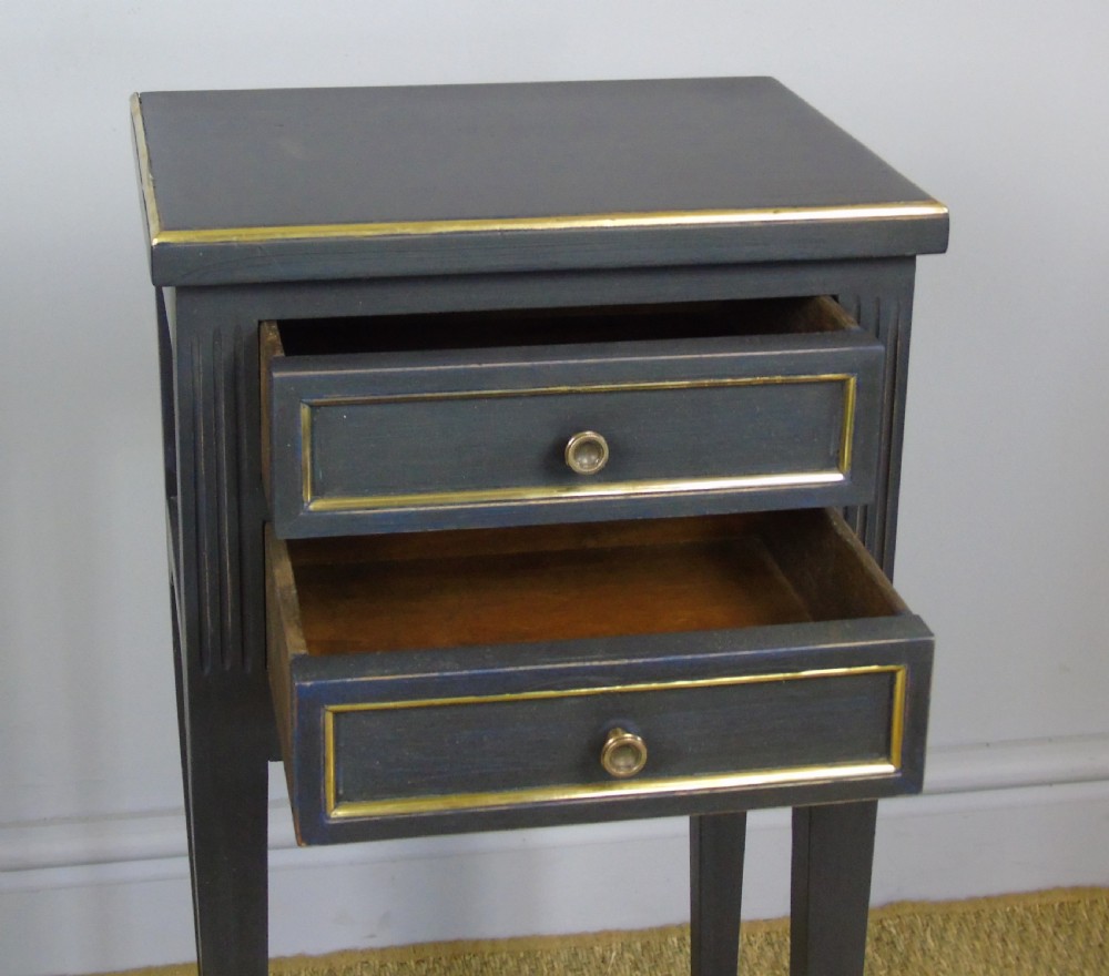 Antique Pair Painted Bedside Cabinets Brass Mounts View VII