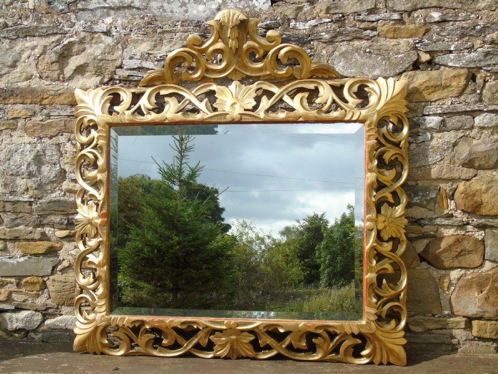 Large Antique Florentine Mirror with Crest View II