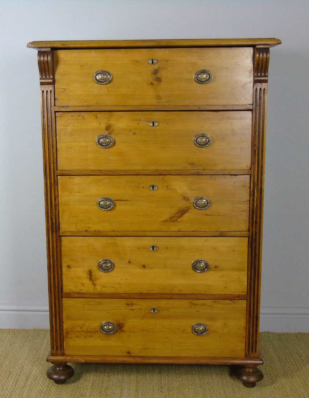 Large Antique Pine and Elm Chest of Drawers