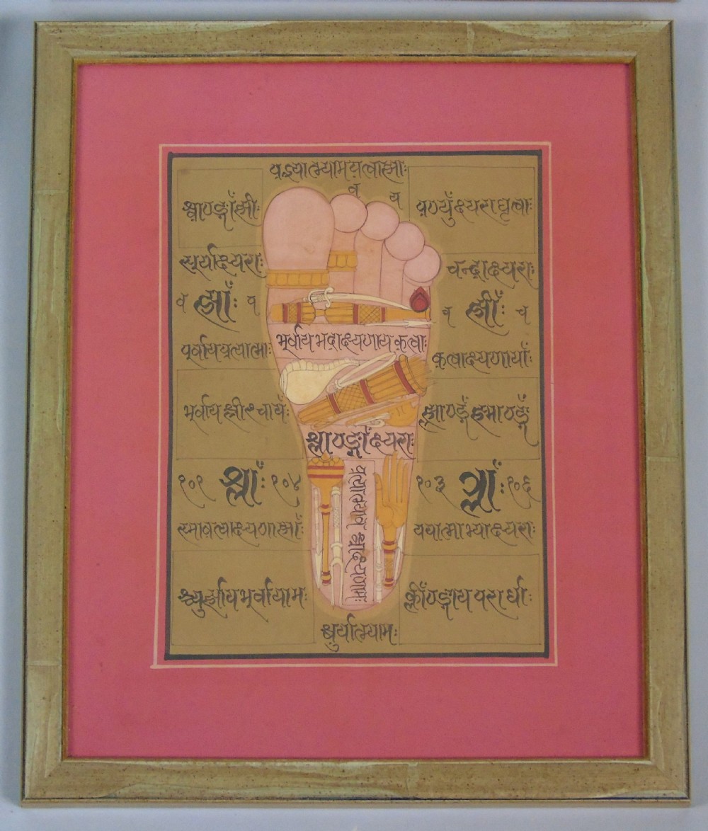 Rare Set of 4 Antique Indian Paintings Palmistry & Solestry View VI