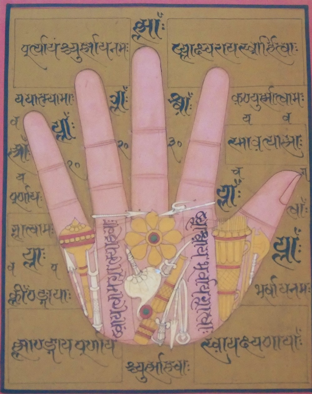 Rare Set of 4 Antique Indian Paintings Palmistry & Solestry View IX