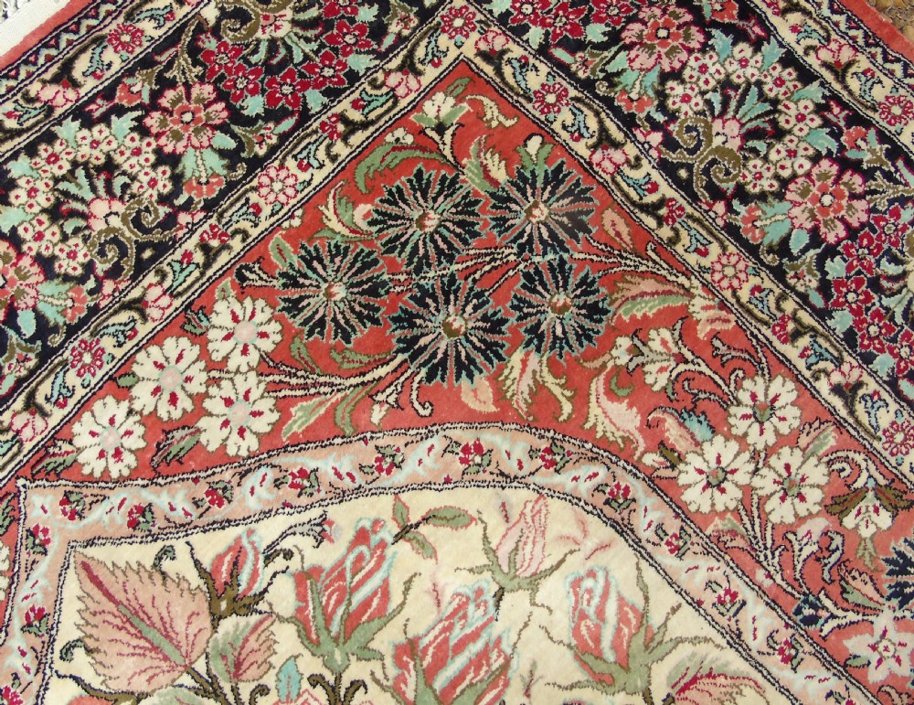 Fine Silk Carpet Rug Roses View VII