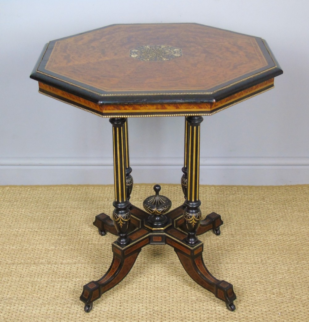 Outstanding Aesthetic Ebonised Birds Eye Maple & Gilt Bronze Table