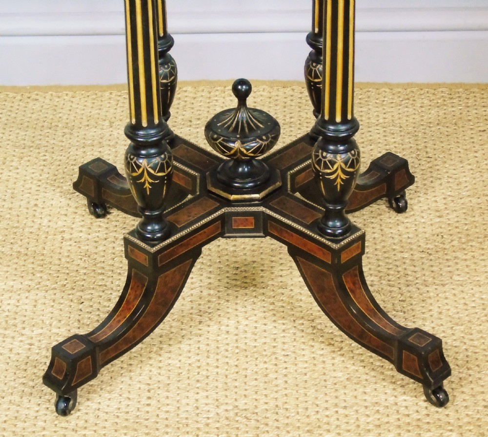 Outstanding Aesthetic Ebonised Birds Eye Maple & Gilt Bronze Table View IV