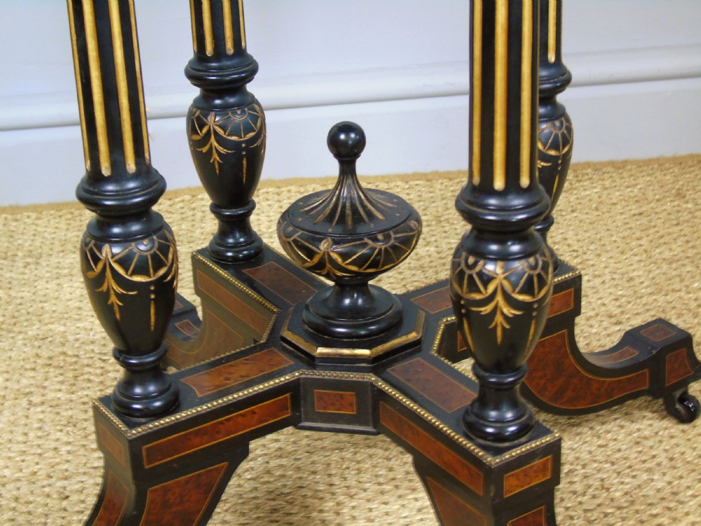 Outstanding Aesthetic Ebonised Birds Eye Maple & Gilt Bronze Table View V