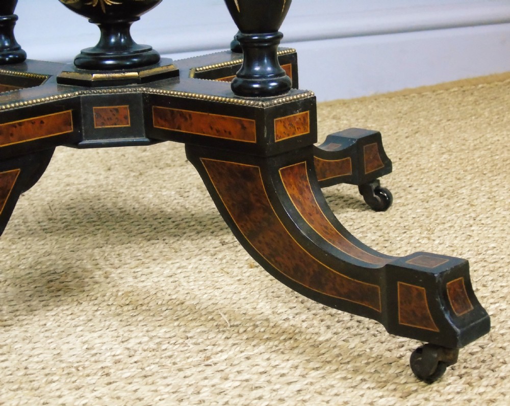 Outstanding Aesthetic Ebonised Birds Eye Maple & Gilt Bronze Table View VI