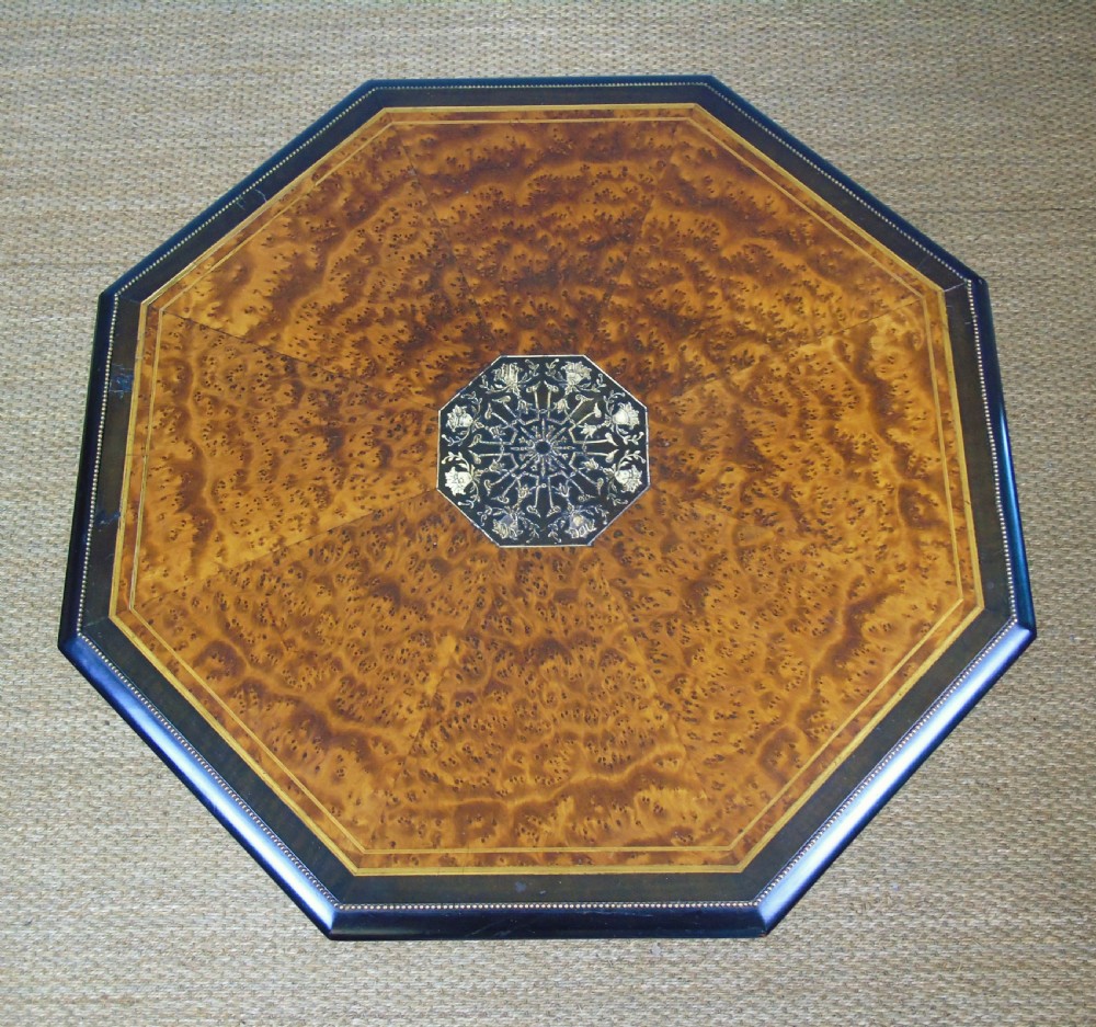 Outstanding Aesthetic Ebonised Birds Eye Maple & Gilt Bronze Table View VIII