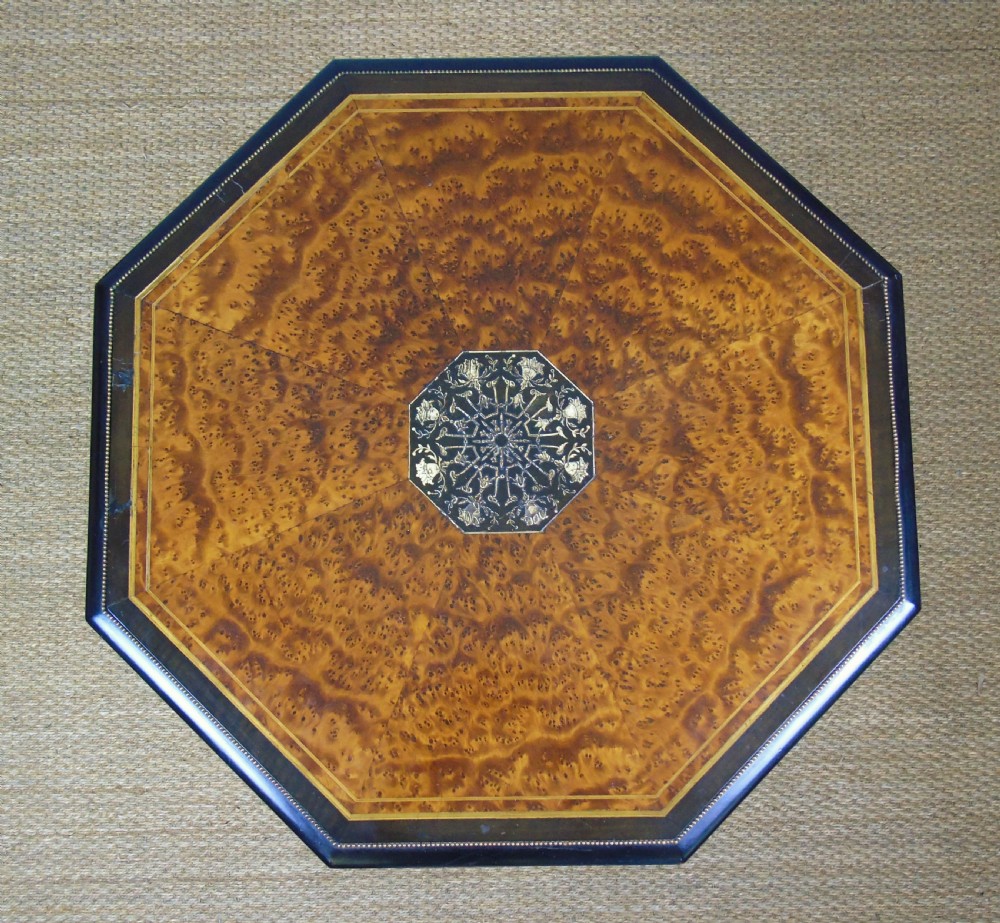 Outstanding Aesthetic Ebonised Birds Eye Maple & Gilt Bronze Table View IX