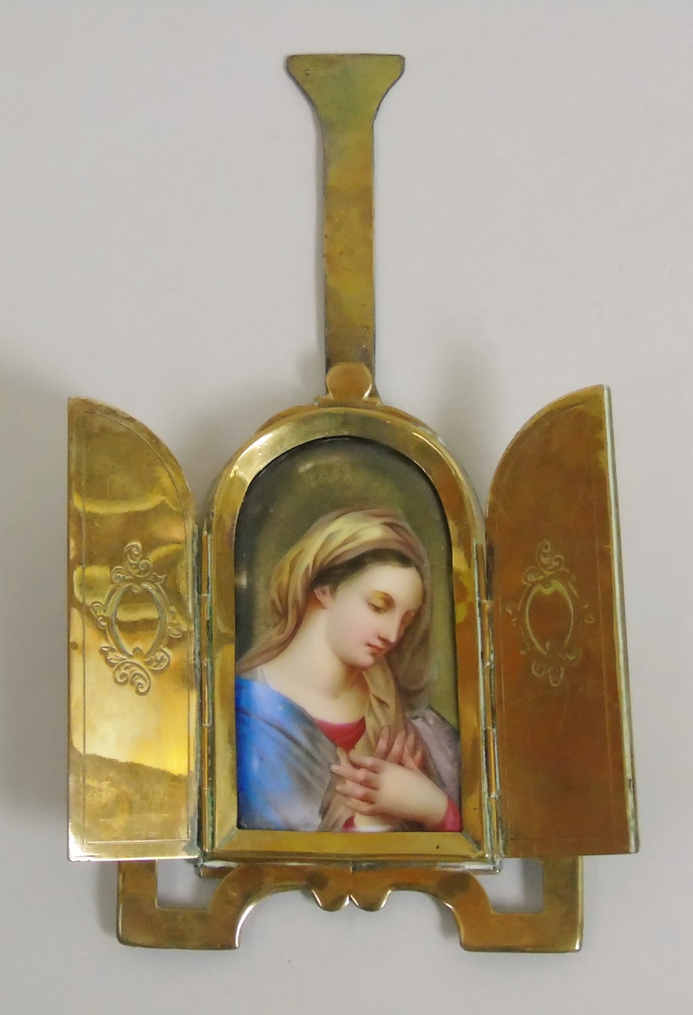 Antique Porcelain Plaque Portrait Miniature of the Madonna View II