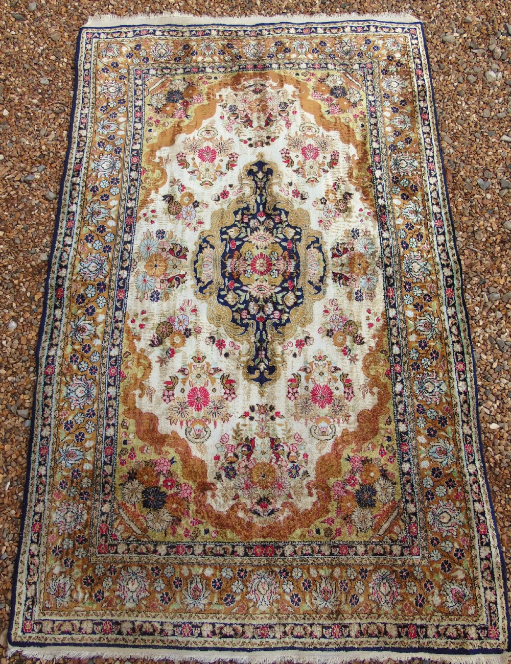 Antique Kashmir Silk Carpet