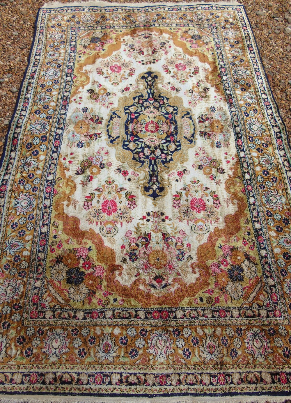 Antique Kashmir Silk Carpet View II