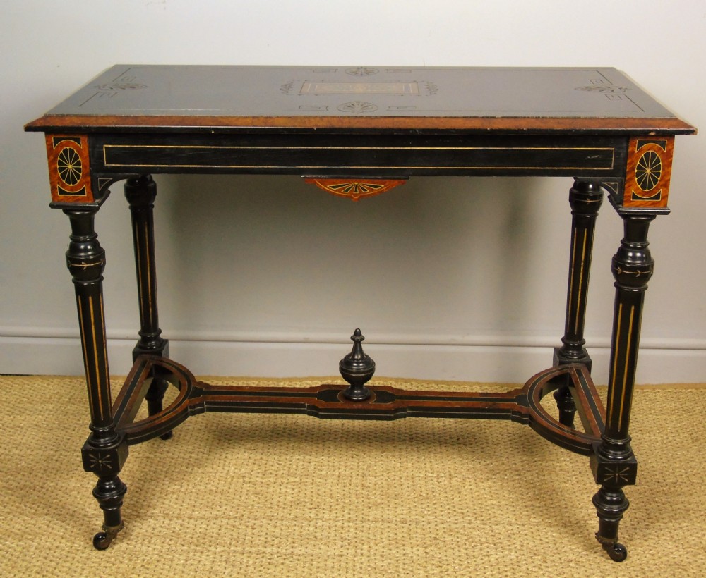 Outstanding Aesthetic Ebonised Burr Walnut Table circa 1870 View II