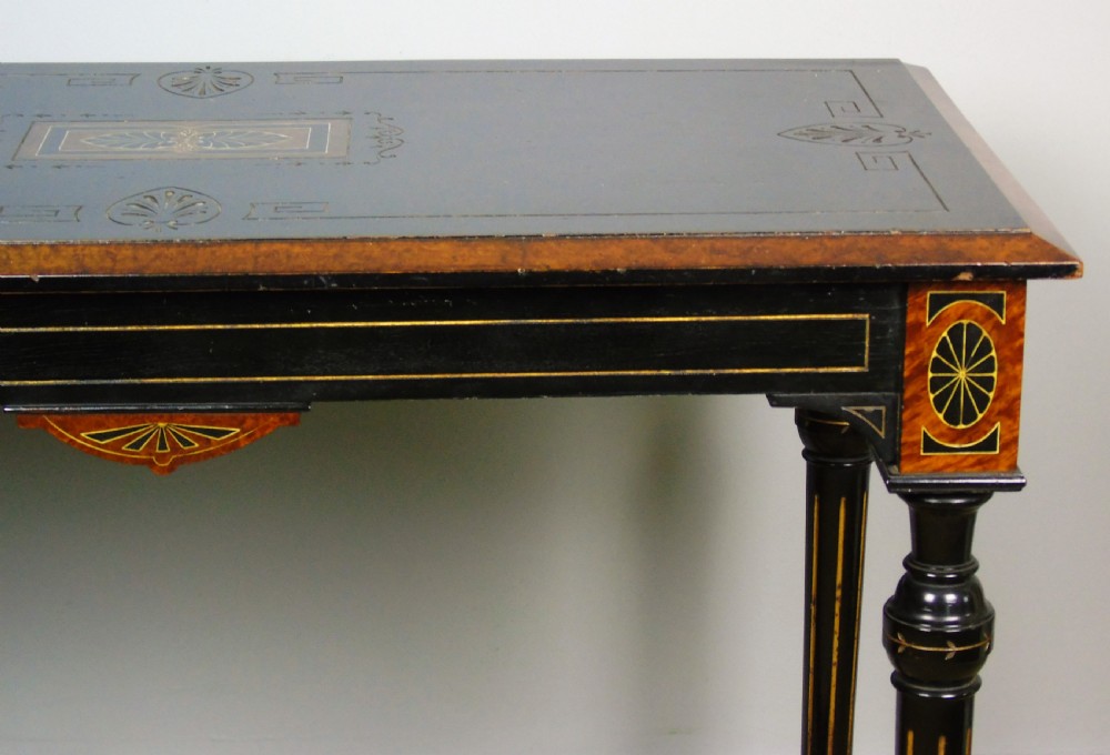 Outstanding Aesthetic Ebonised Burr Walnut Table circa 1870 View III