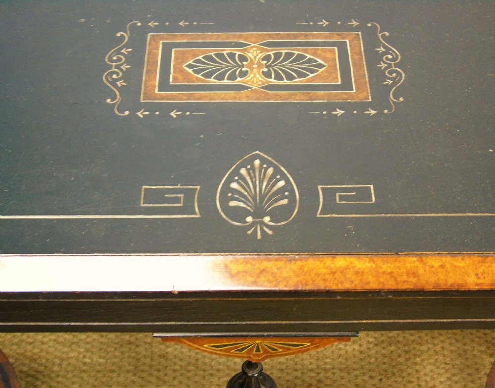 Outstanding Aesthetic Ebonised Burr Walnut Table circa 1870 View IV