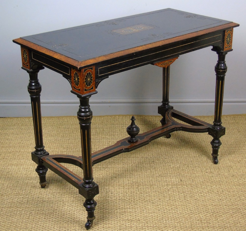 Outstanding Aesthetic Ebonised Burr Walnut Table circa 1870 View VI
