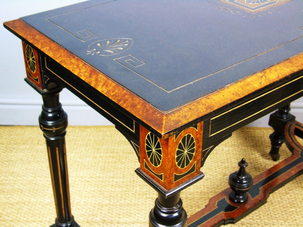 Outstanding Aesthetic Ebonised Burr Walnut Table circa 1870 View X
