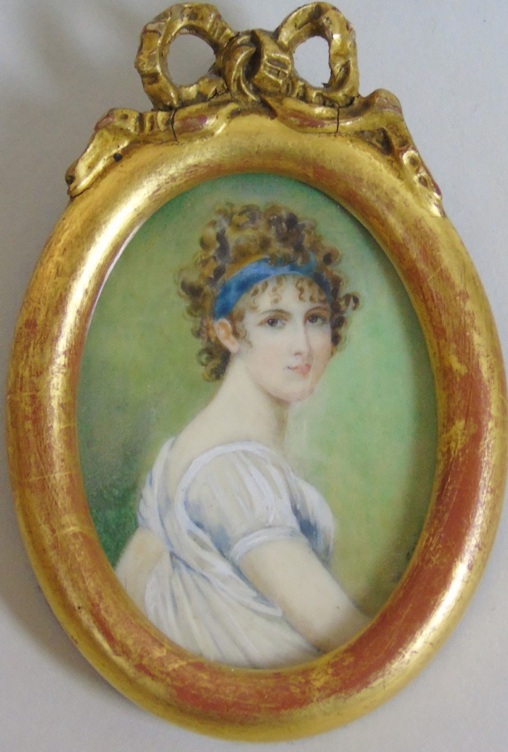 Antique Portrait Miniature Madame Recamier after Jacques-Louis David