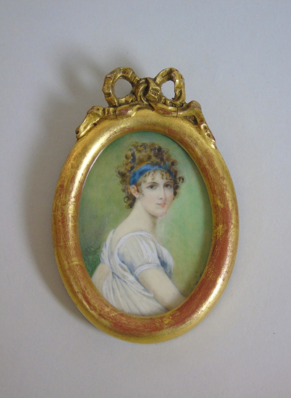 Antique Portrait Miniature Madame Recamier after Jacques-Louis David View II
