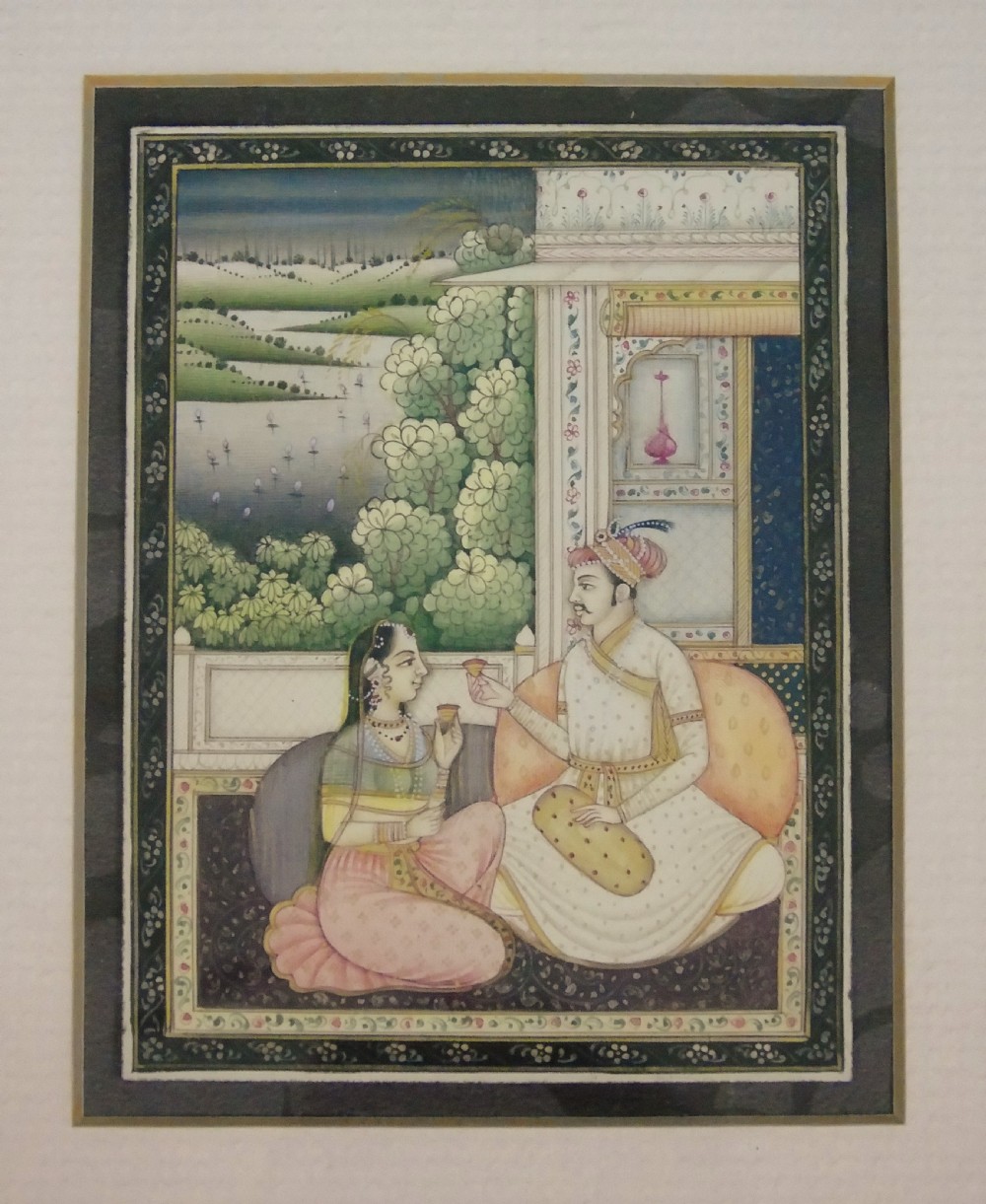 19th Century Indian Miniature Painting Lovers in a Garden View IV