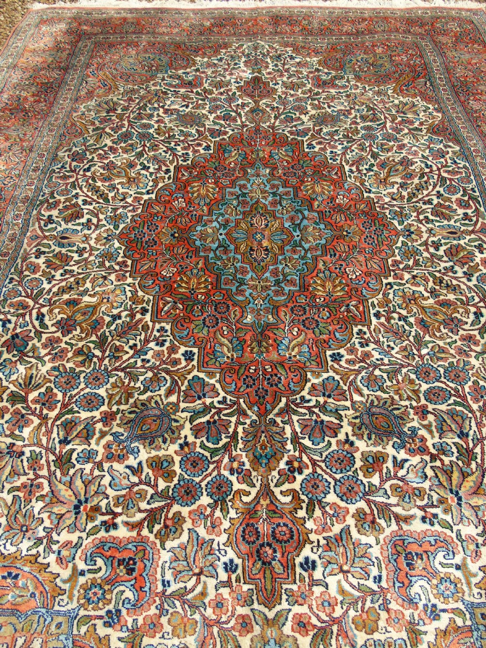 Large Antique Silk Kashan Carpet View III