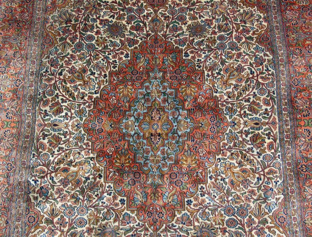 Large Antique Silk Kashan Carpet View V