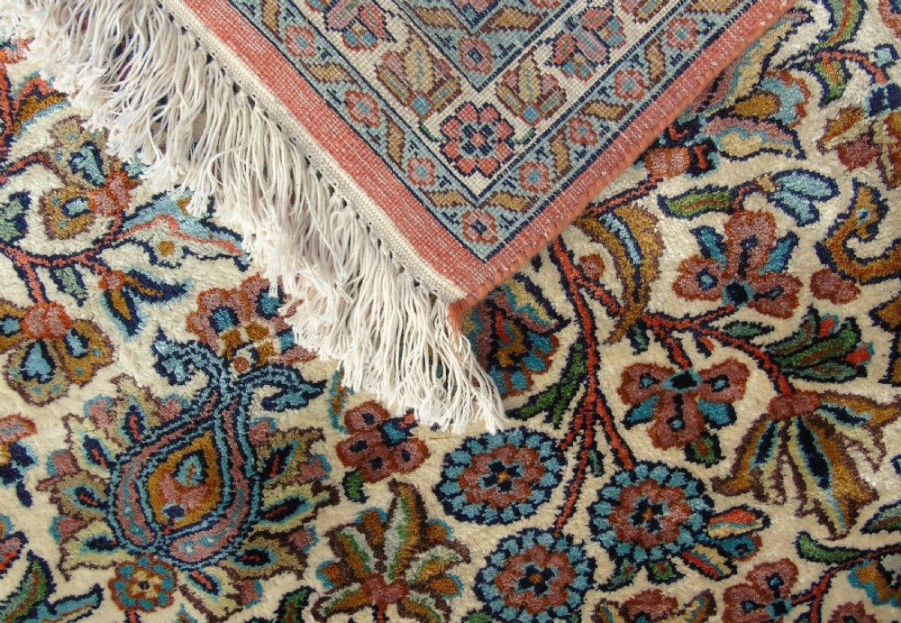 Large Antique Silk Kashan Carpet View VI