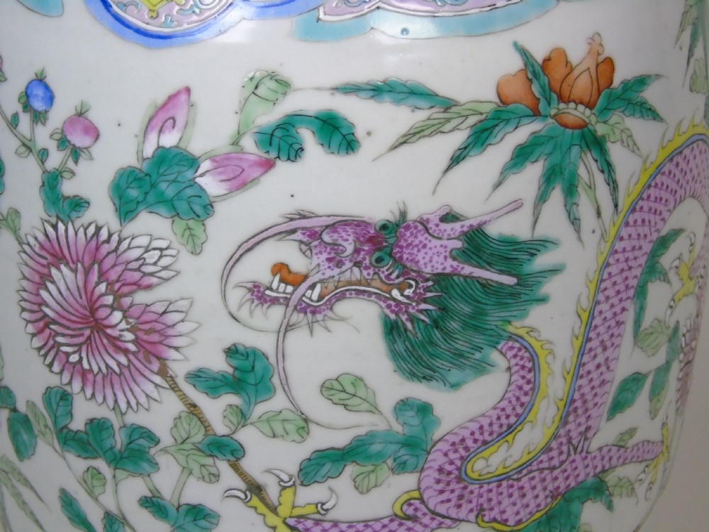 Large Chinese Famille Rose Jar 19th Century View V
