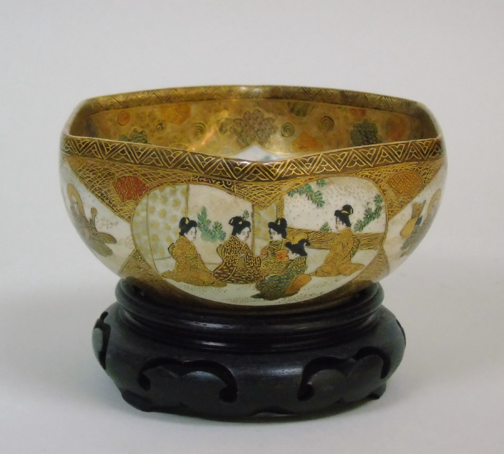 Antique Meiji Satsuma Bowl on Stand Signed