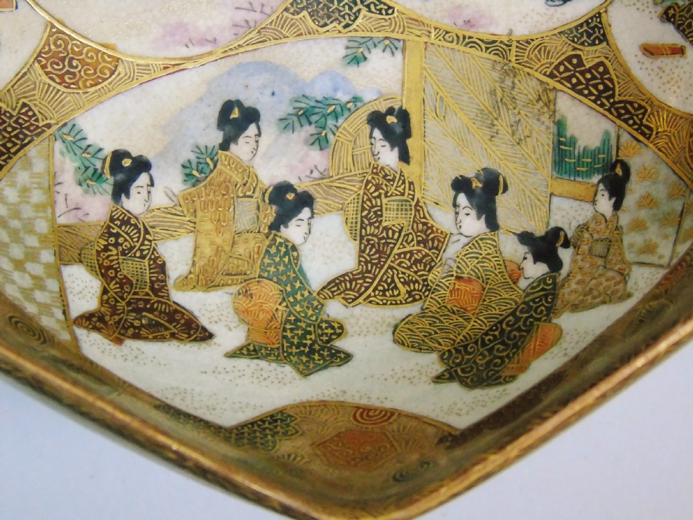 Antique Meiji Satsuma Bowl on Stand Signed View V