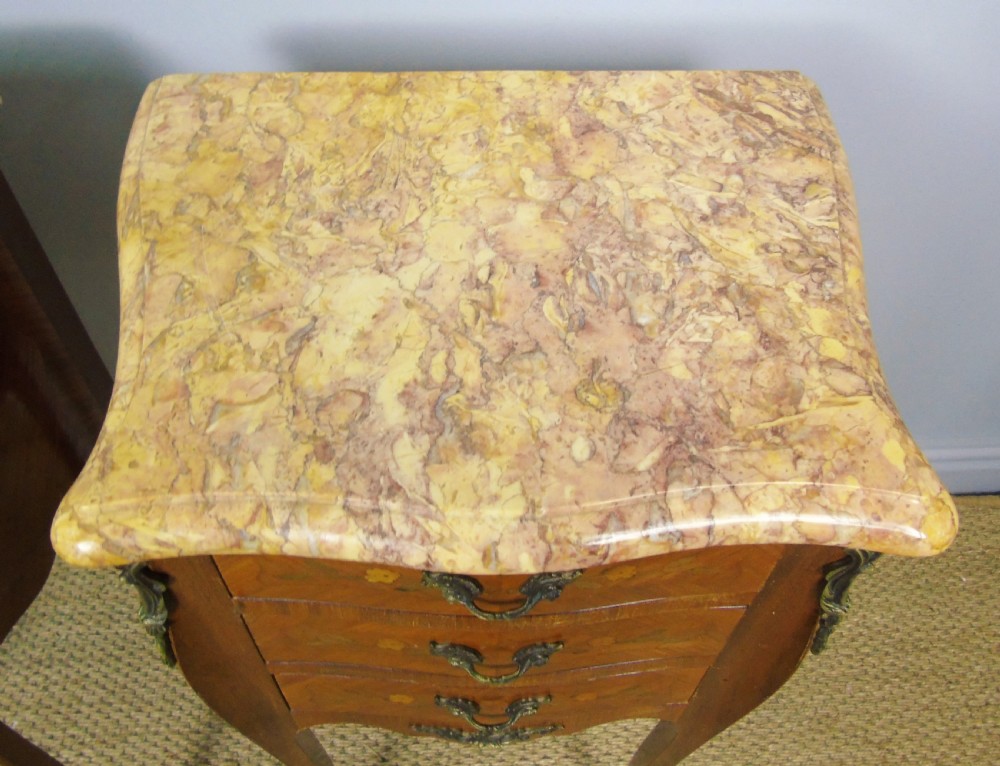 Pair of Antique French Bedside Cabinets Marble Top View III