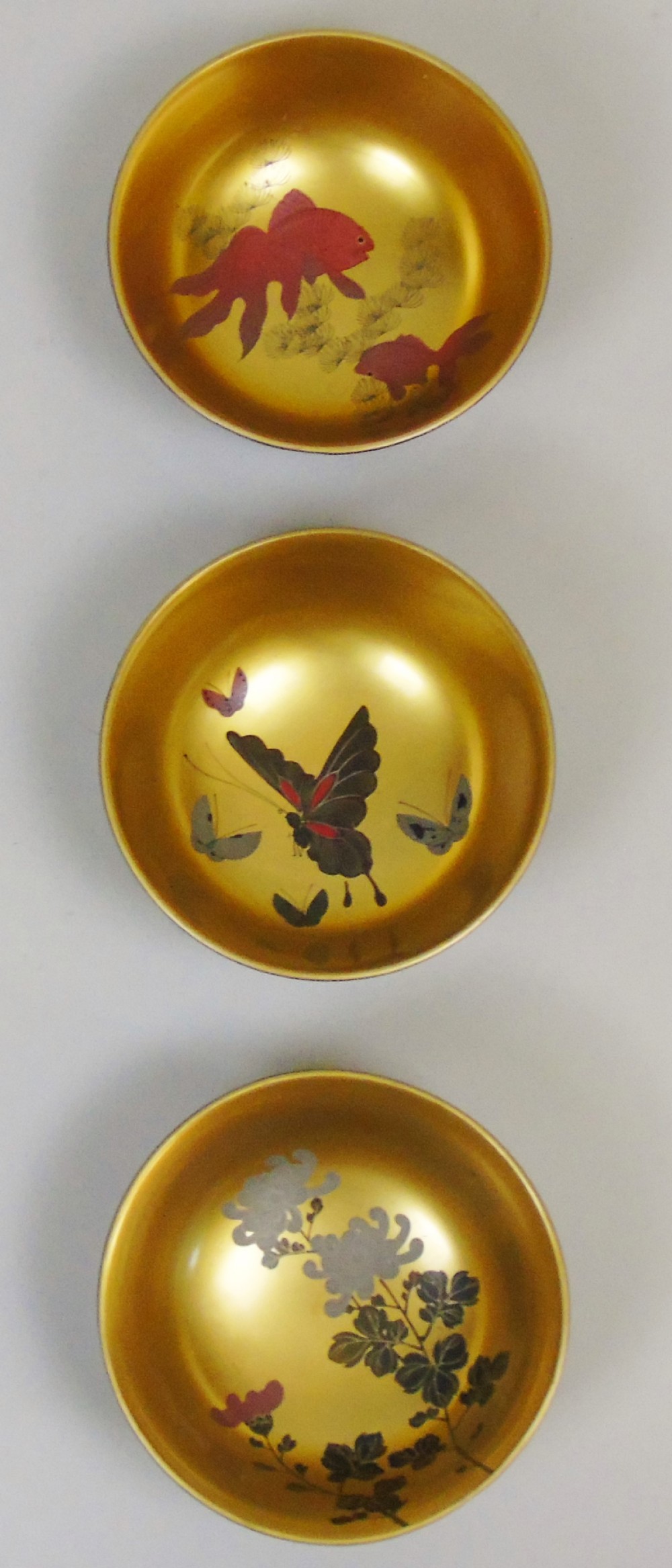 Beautiful Set of Three Japanese Lacquer Bowls