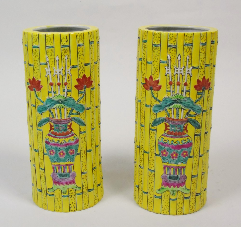 Good Pair of Chinese Tongzhi Period Bamboo Vases