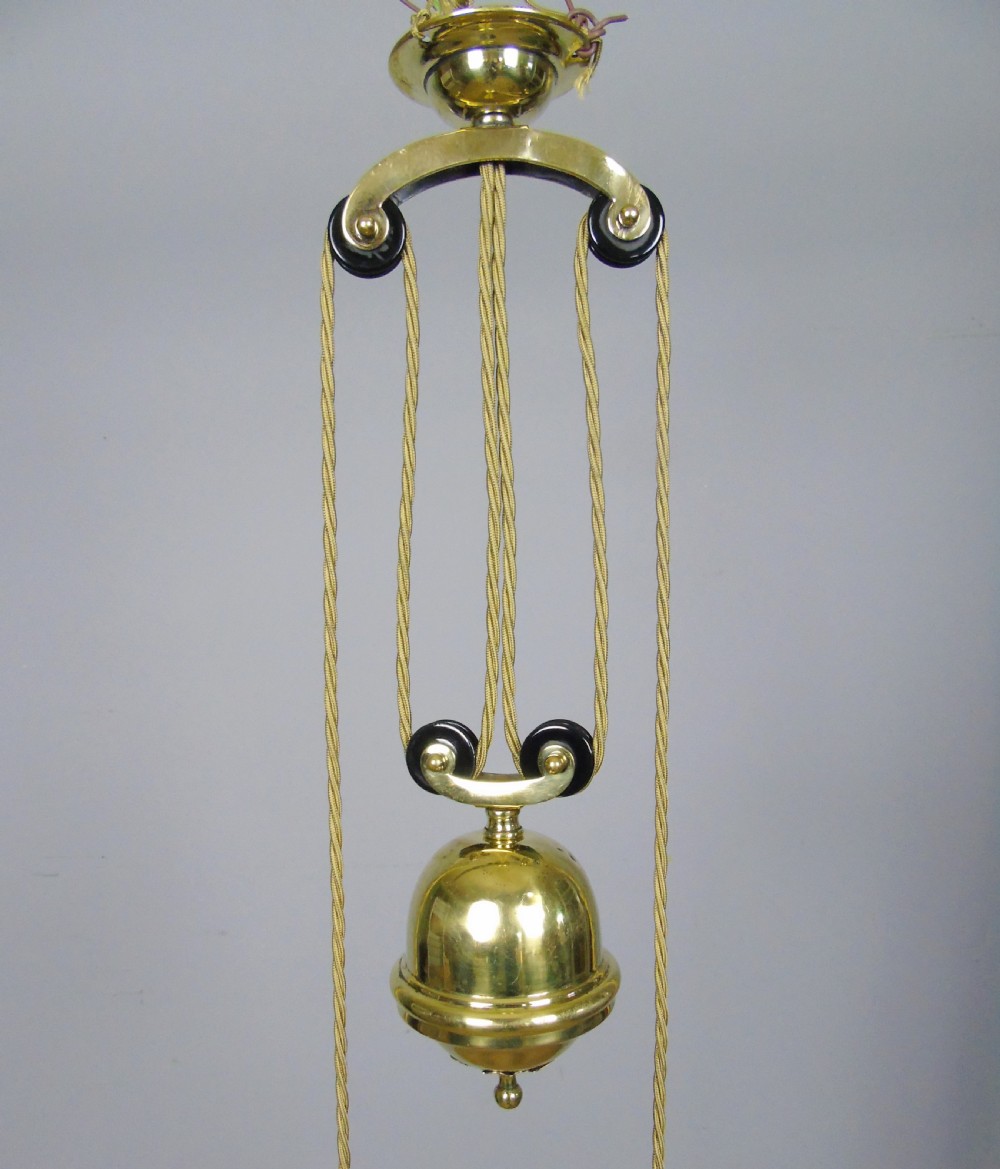 Good Holophane Brass Rise & Fall Chandelier Light Fitting 1904 View IV