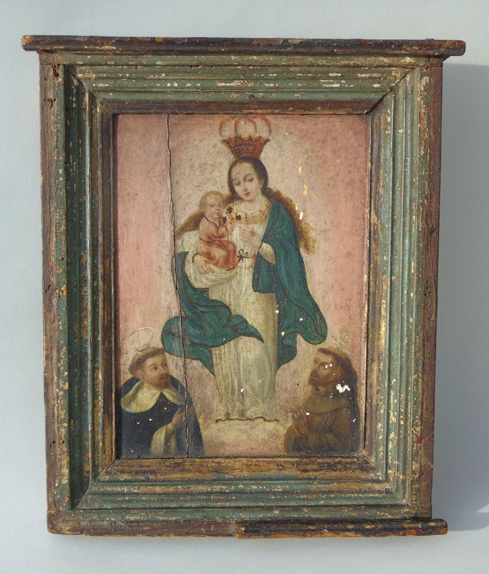 Antique Oil Painting Madonna and Child Murillo 18th Century View II