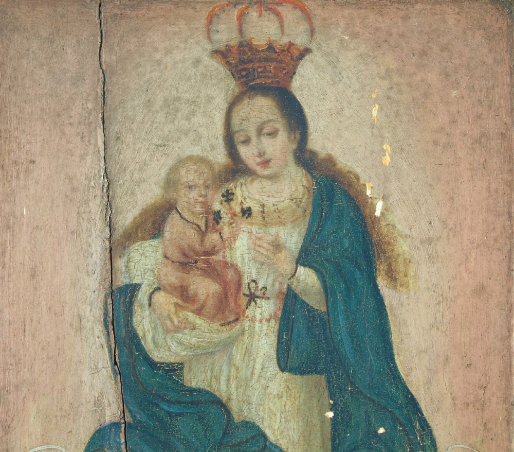 Antique Oil Painting Madonna and Child Murillo 18th Century View IV