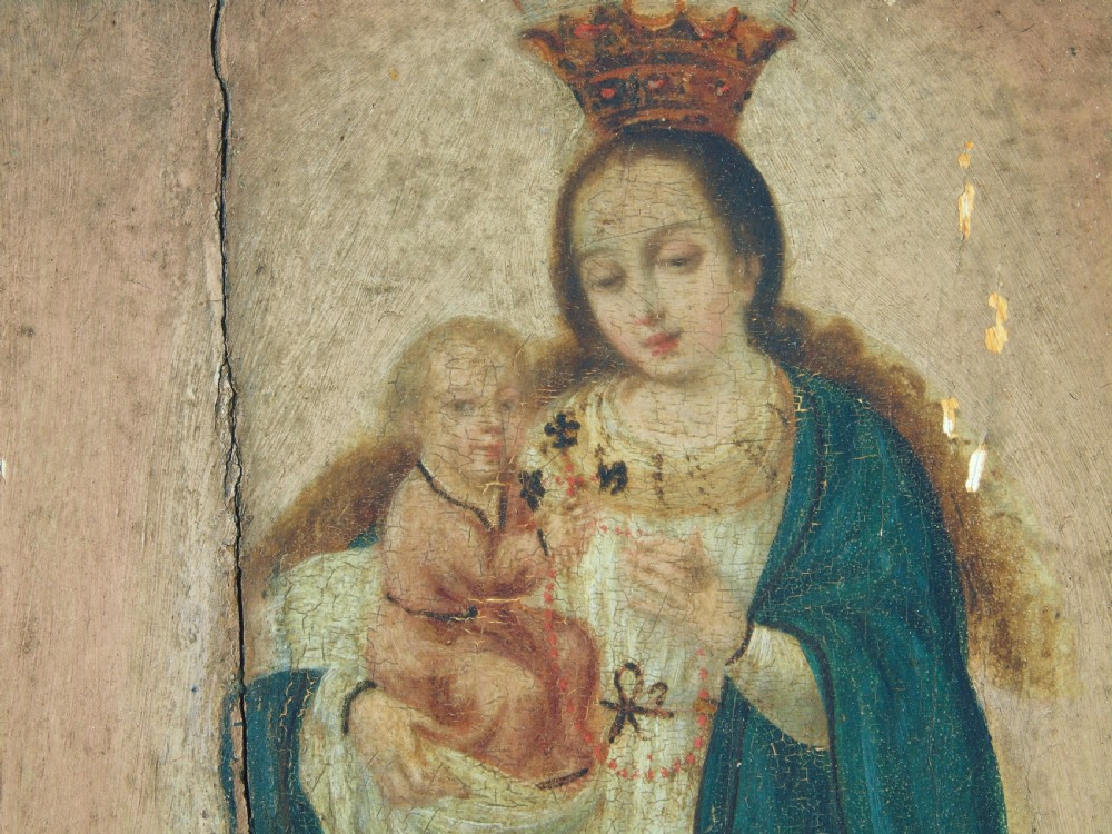 Antique Oil Painting Madonna and Child Murillo 18th Century View V